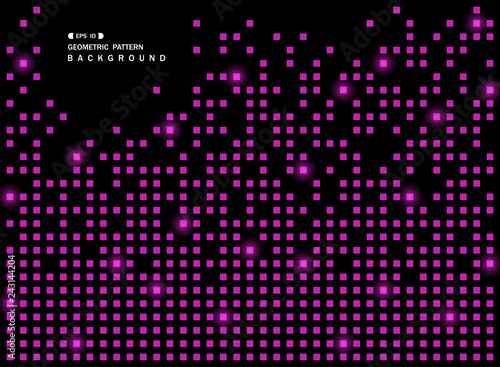 Abstract of shiny purple square geometric pattern on black background, vector eps10