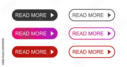 Modern colorful icon read more colorful button set on white background