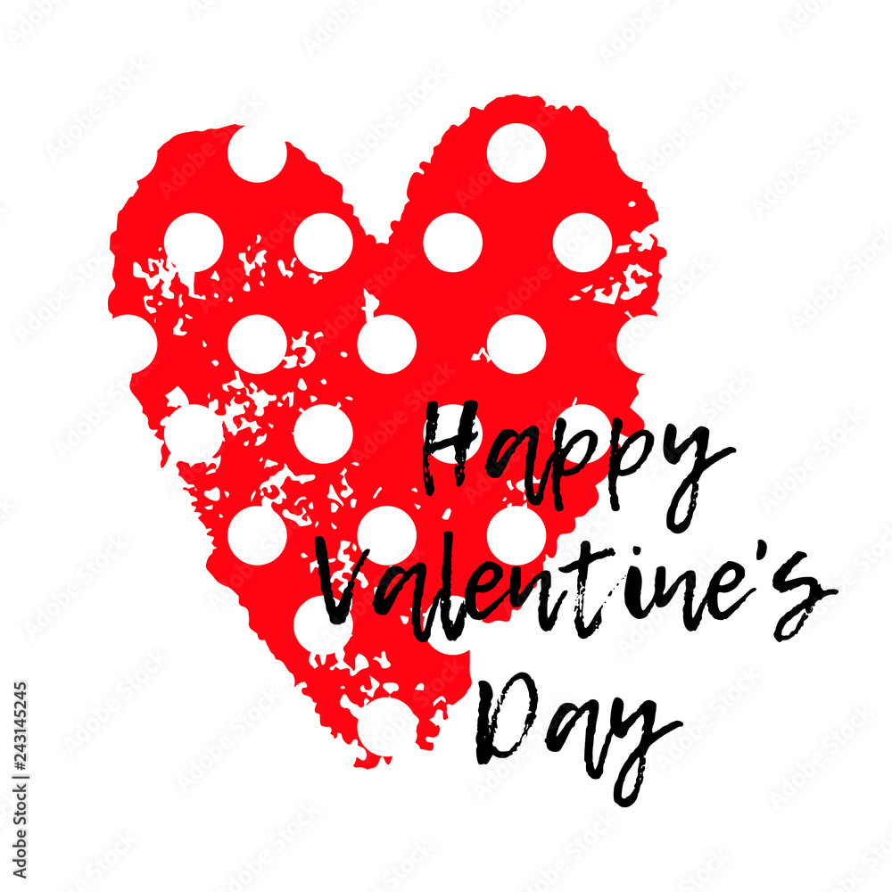 red heart with white circles and the words Happy Valentines Day. Wallpapers, invitations, posters, brochures, banners. Vector illustration red heart with white circles and the words Happy Valentines Day. Wallpapers, invitations, posters, brochures, banners. Vector illustration
