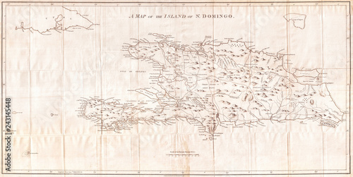 Old Map of Hispaniola or Santo Domingo, West Indies, Haiti, Dominican Republic 1800, Stockdale
