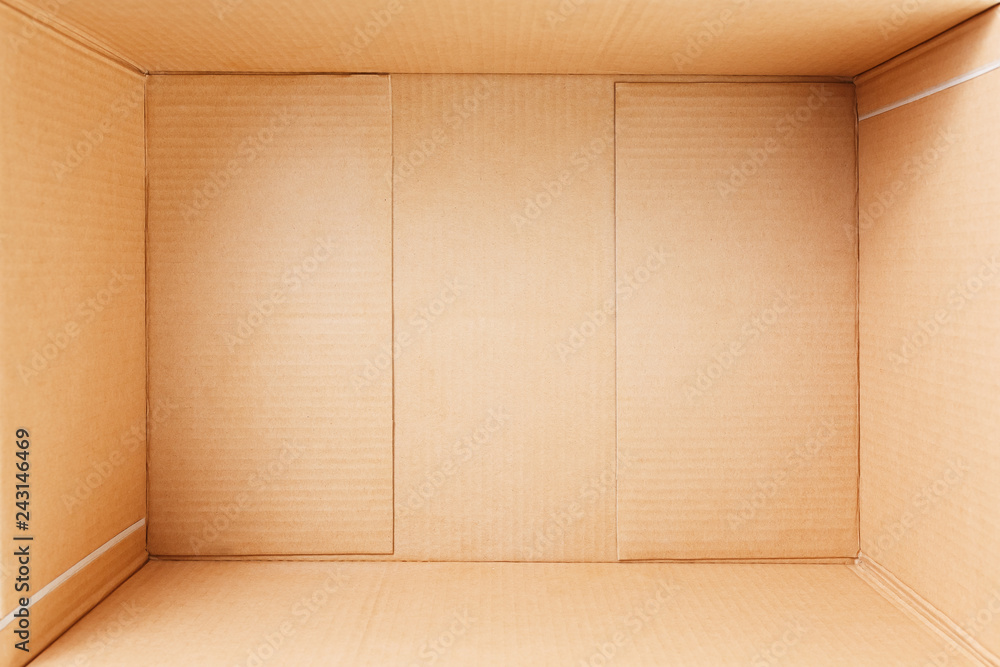 Empty cardboard box, inside view. View from above. Stock Photo | Adobe Stock