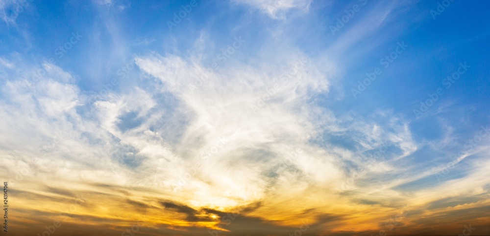 Panorama morning twilight sky and clouds nature background