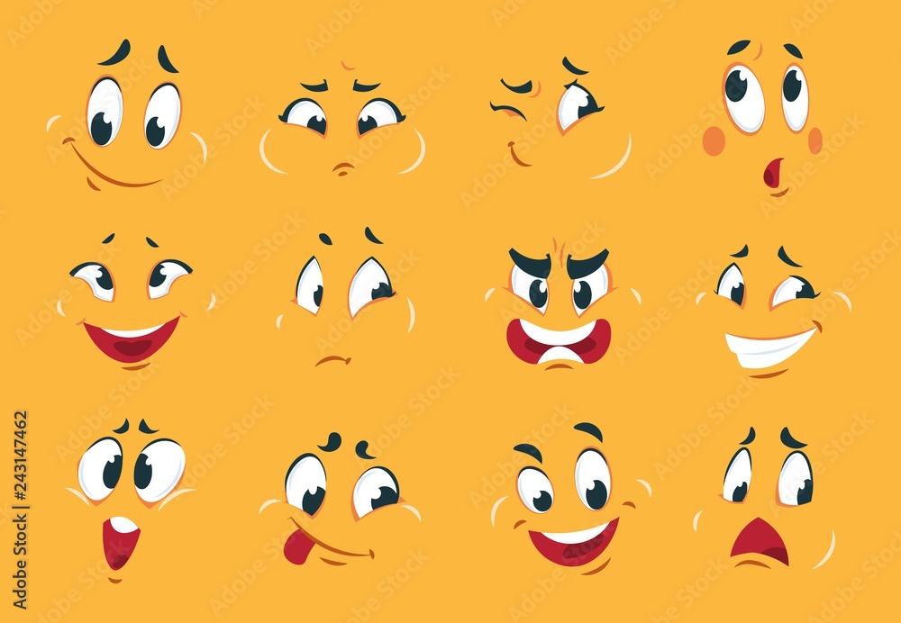 Whiteboard Drawing Funny Cartoon Faces Collection Stock Illustration  212254756  Shutterstock