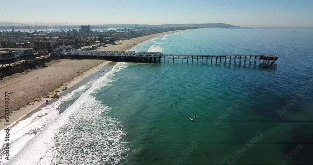 San Diego Pacific beach dock aerial view during sunset, USA west coast San Diego Pacific beach dock aerial view during sunset, USA west coast