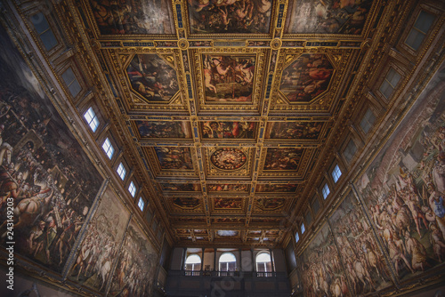 Bild auf Leinwand Italy, Florence - July 30, 2018: Salone dei Cinquecento in Palazzo Vecchio