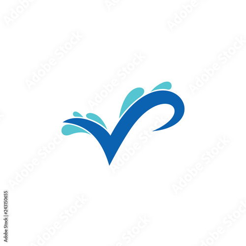 letter v water splash simple logo