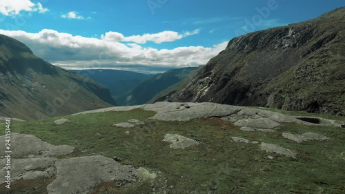 Droneshot 4k Hiking in Kleadalen in Aurland, Norway photo