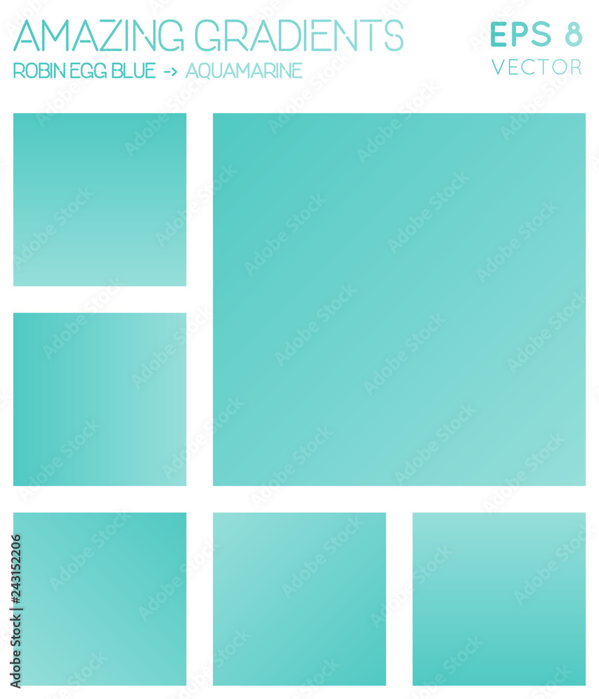 Vecteur Stock Colorful gradients in robin egg blue, aquamarine color tones.  Actual gradient background, perfect vector illustration. | Adobe Stock