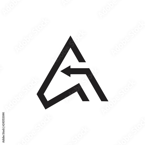 letter g triangle arrows geometric line logo vector