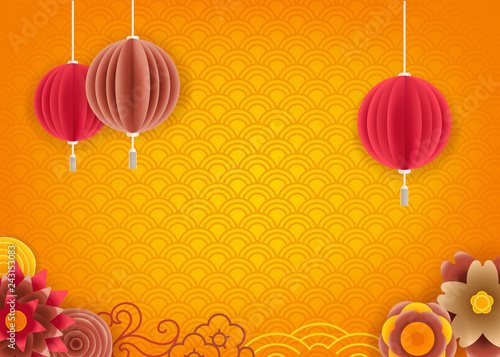 Abstract yellow background for chinese new year holiday. Vector template