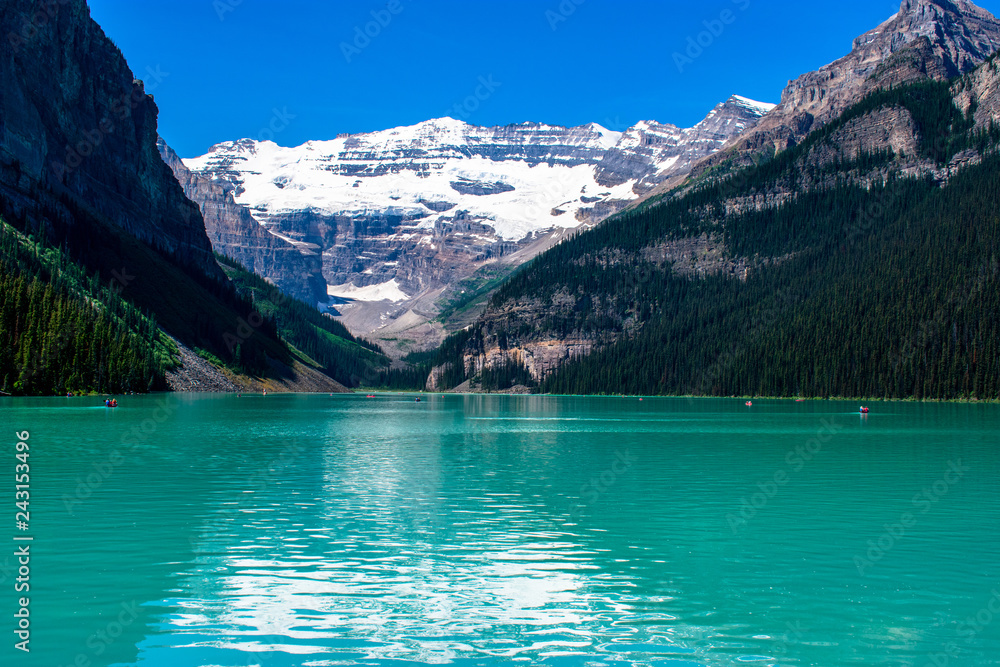 Kayaking at Lake Louise in Banff National Park, Alberta, Canada 