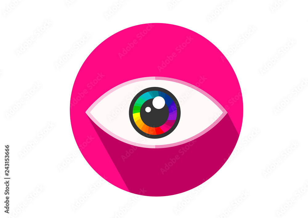 Printeye icon with shadow eye symbol flat colorful vector Printeye icon with shadow eye symbol flat colorful vector
