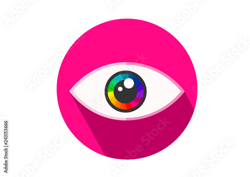 Printeye icon with shadow eye symbol flat colorful vector