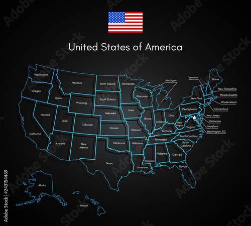 United States Of America Map Technology USA Vector