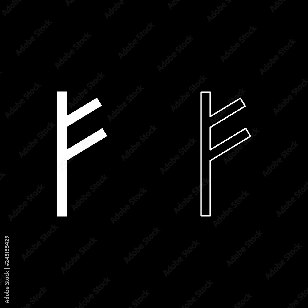 Fehu rune F symbol feoff own wealth icon set white color illustration flat  style simple image Stock Vector | Adobe Stock