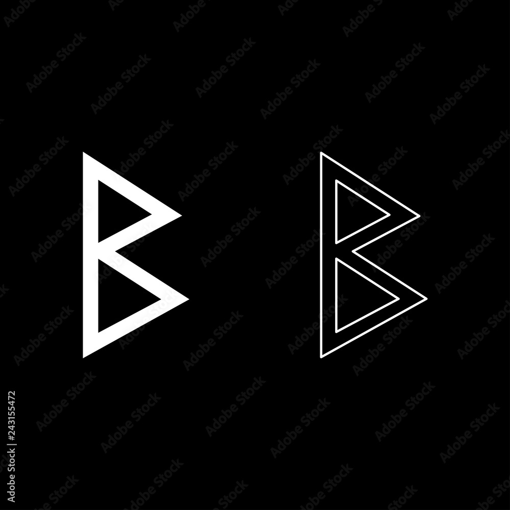 Berkana rune birch birth icon set white color illustration flat style simple image