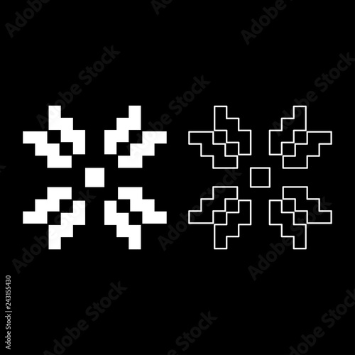 Scandinavian pattern icon set white color illustration flat style simple image