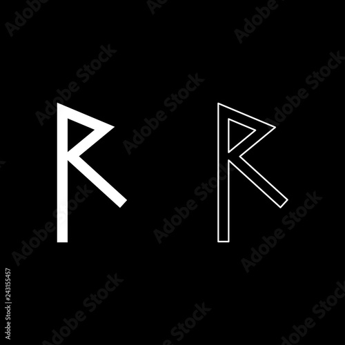 Raido rune raid symbol road icon set white color illustration flat style simple image