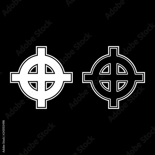 Celtic cross white superiority icon set white color illustration flat style simple image
