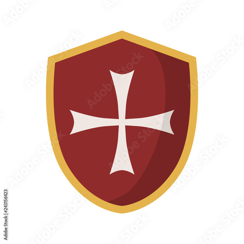 middle ages time color shield flat icon