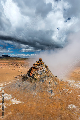 Active Fumarole in Hverarond hydrothermal site in Northern Island photo