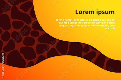 Leopard print design concept Vector illustration with bright wavy paper cut elements and backdrop with leopard pattern