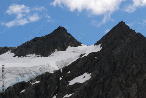 Vinciguera glacier on a mountain with blue sky, Ushuaia