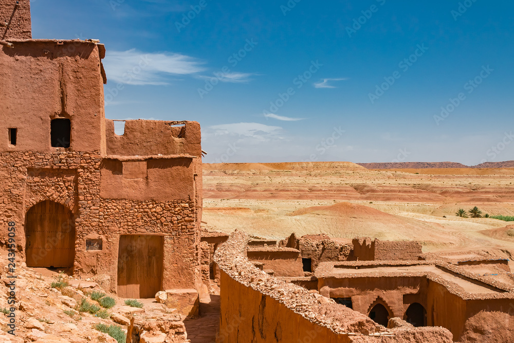 Kasbah Ait Ben Haddou in the Atlas Mountains of Morocco. UNESCO World Heritage.