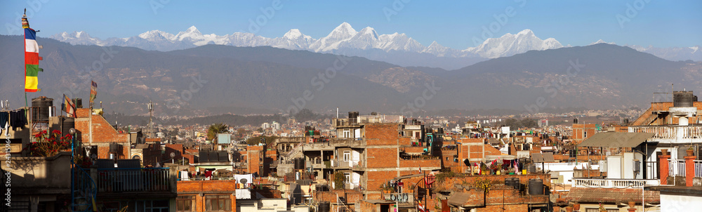 Patan or Pathan and Kathmandu city, Himalayas mountains