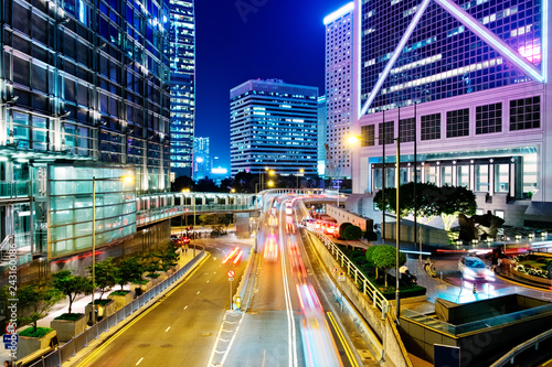 Canvas Print Night Traffic in Hong Kong