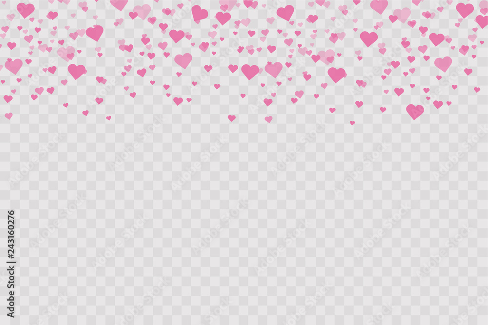 Heart confetti falling down isolated. Valentines day concept. Heart shapes overlay background. Vector festive illustration. Vector. Valentines Day background Heart confetti falling down isolated. Valentines day concept. Heart shapes overlay background. Vector festive illustration. Vector. Valentines Day background