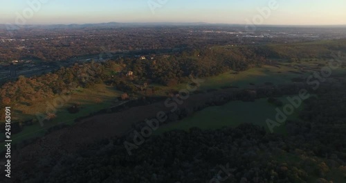 This is spectacular aerial 4K footage at the Sierra mountain foothills of Northern California in late December. photo