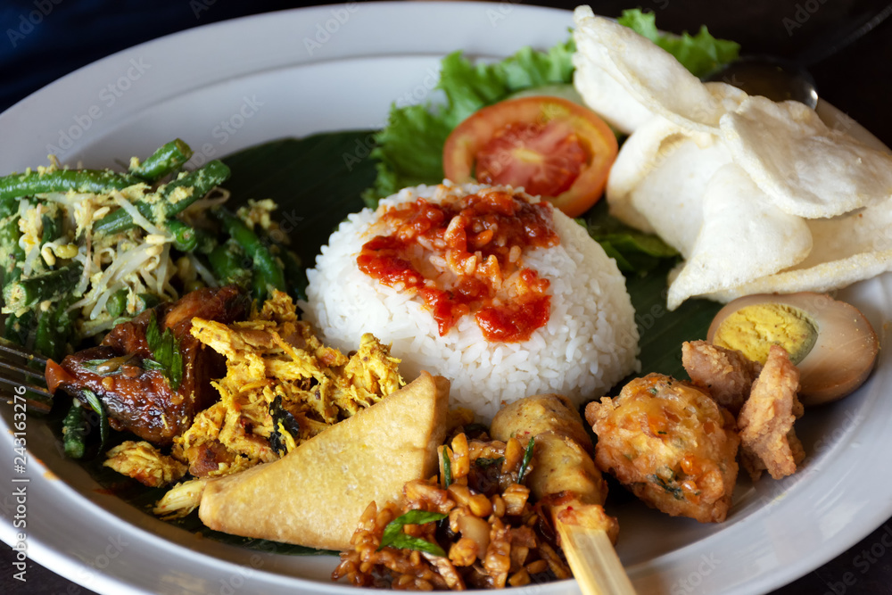 Nasi campur Bali or also known as Balinese mixed rice, famous Bali ...