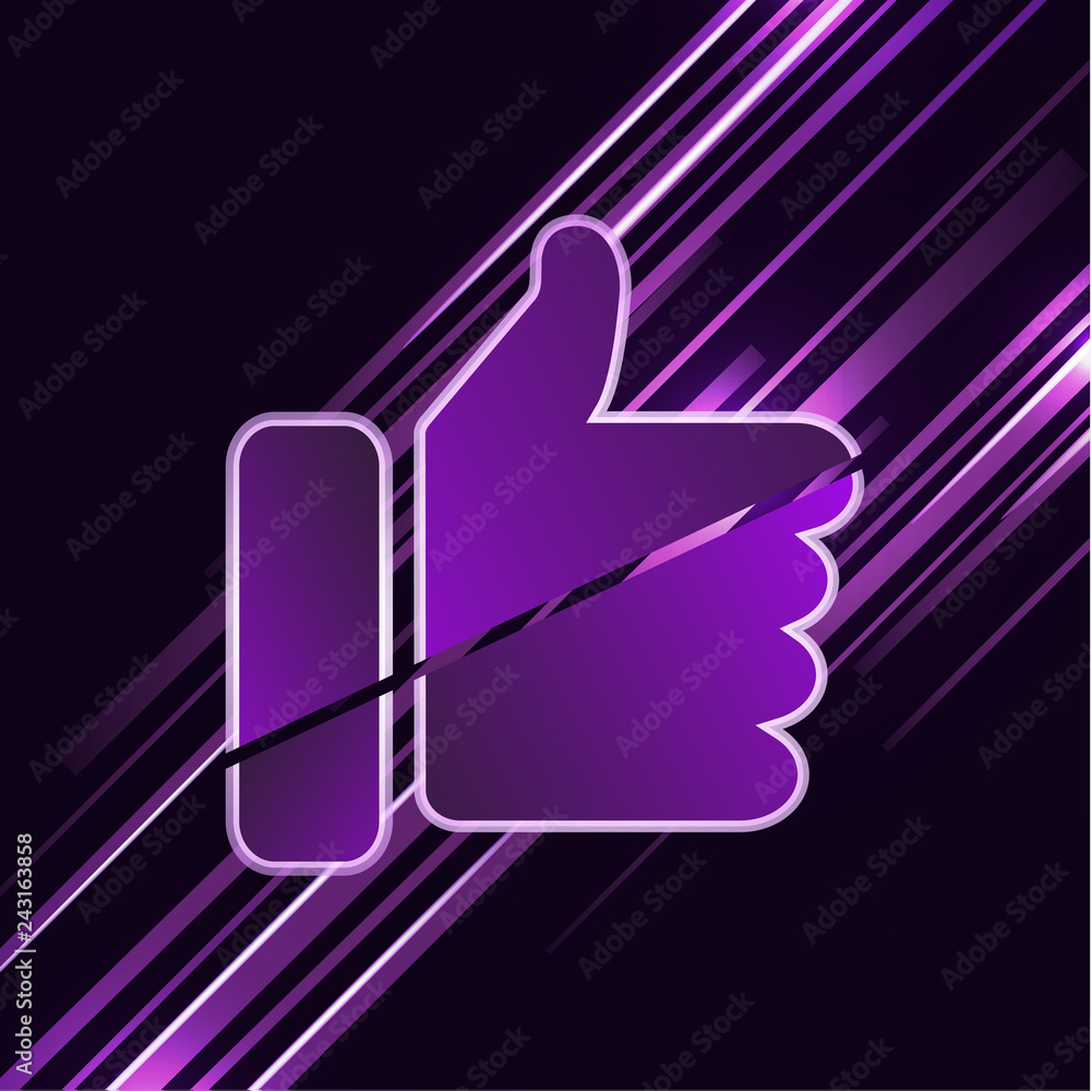 Thumb up icon, like icon on background with bright colored stripes. Vector illustration for your creative design. Thumb up icon, like icon on background with bright colored stripes. Vector illustration for your creative design.