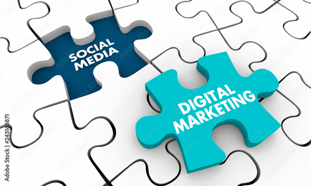 Digital Marketing Social Media Puzzle Piece Hole 3d Illustration Digital Marketing Social Media Puzzle Piece Hole 3d Illustration