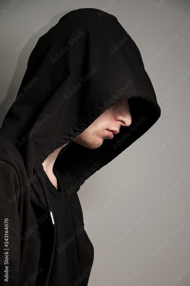 Fototapeta premium Young hooded man isolated.