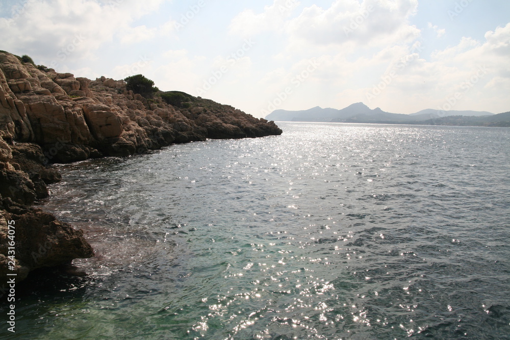 the rocky cliffs of Mallorca