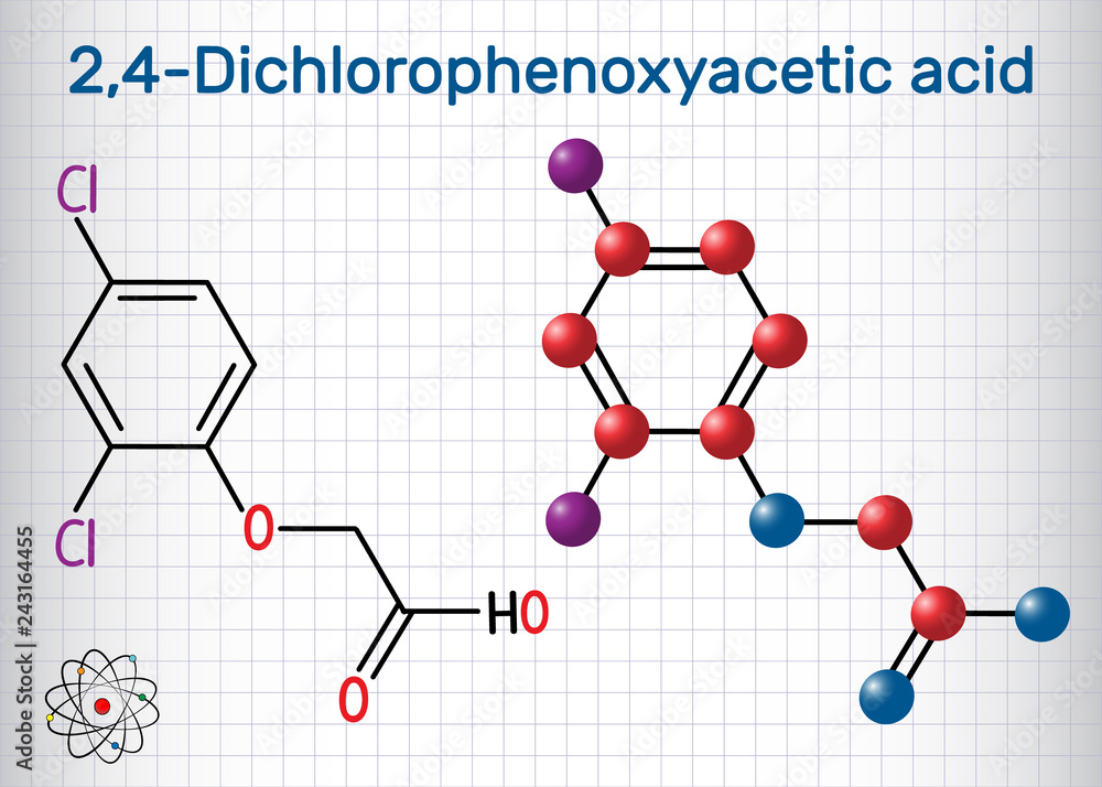 2-4-dichlorophenoxyacetic-acid-2-4-d-molecule-sheet-of-paper-in-a