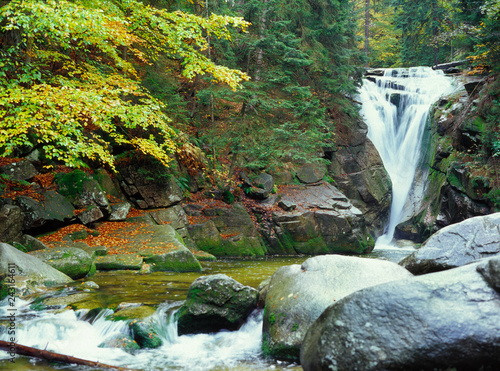 Fototapeta Naklejka Na Ścianę i Meble -  Szklarka waterfall (Wodospad Szklarki) near Szklarska Poreba, Karkonoski National Park, Karkonosze Mountains, Poland