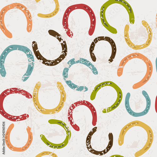 Vintage horseshoes seamless pattern