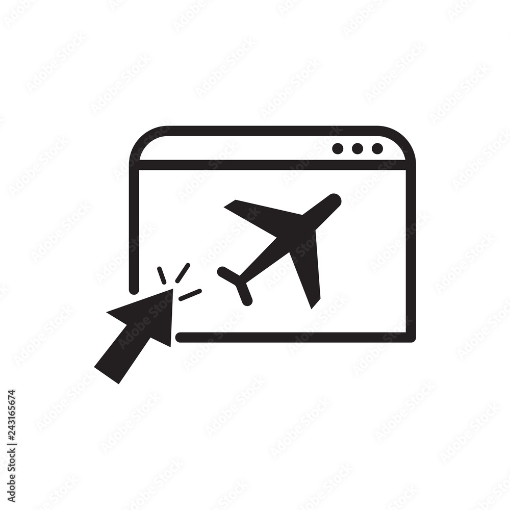 plane ticket search outline icon. vector design illustration