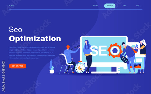 Modern flat design concept of SEO Analysis for website and mobile website development. Landing page template. Search engine optimization, strategies and marketing. Vector illustration.