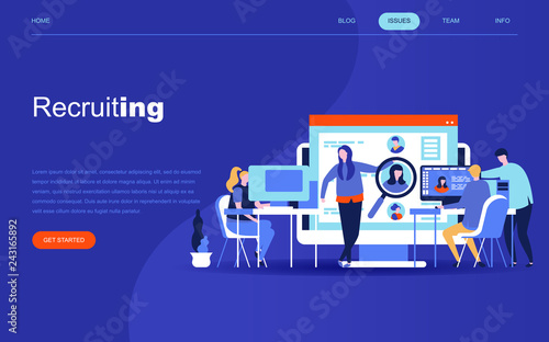 Modern flat design concept of Business Recruiting for website and mobile website development. Landing page template. Employer, businessman resources, hr job presentation. Vector illustration.