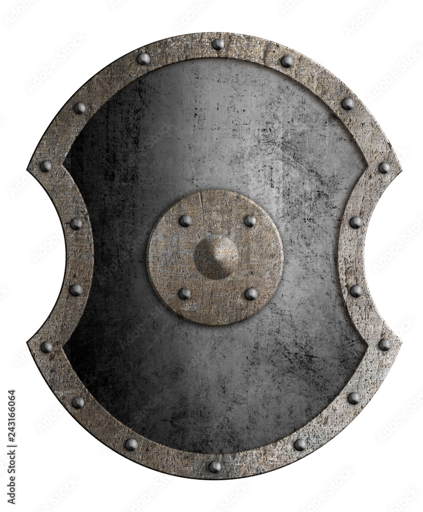 Large metal shield isolated 3d illustration