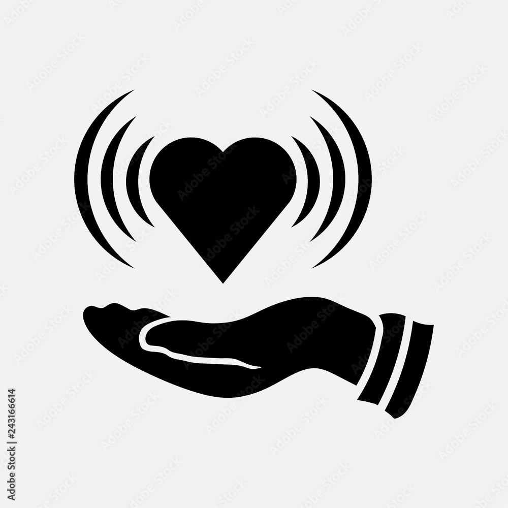 Fototapeta premium Icons with heart in hand