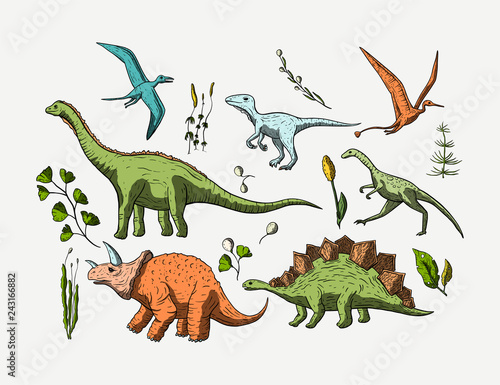 Prehistoric vector dino icon set.