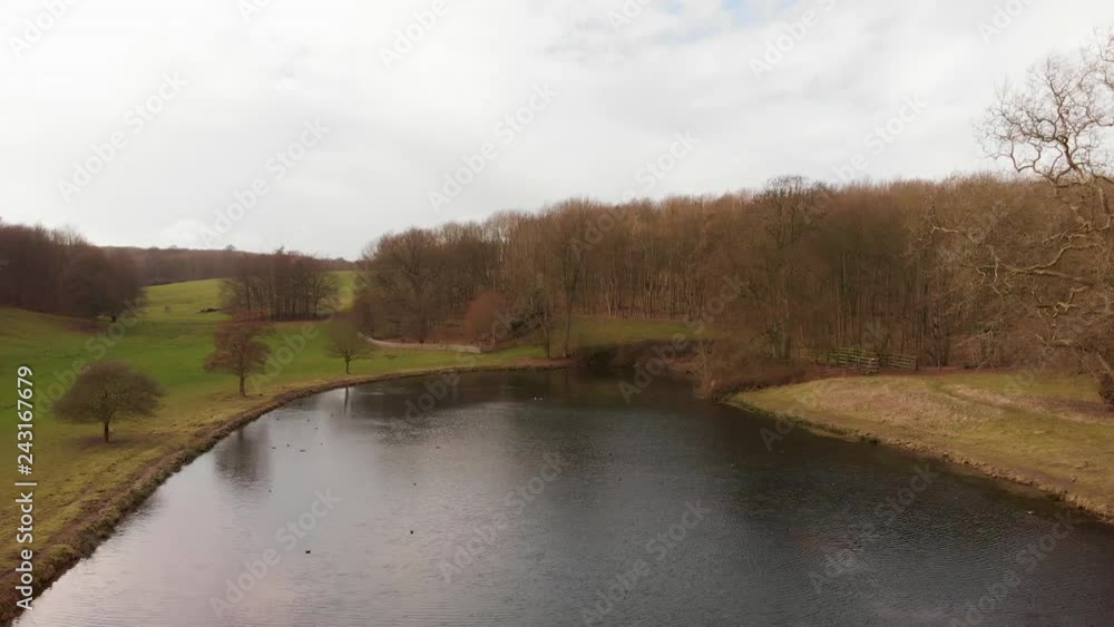 Autumn landscape with lake aerial by drone Autumn landscape with lake aerial by drone