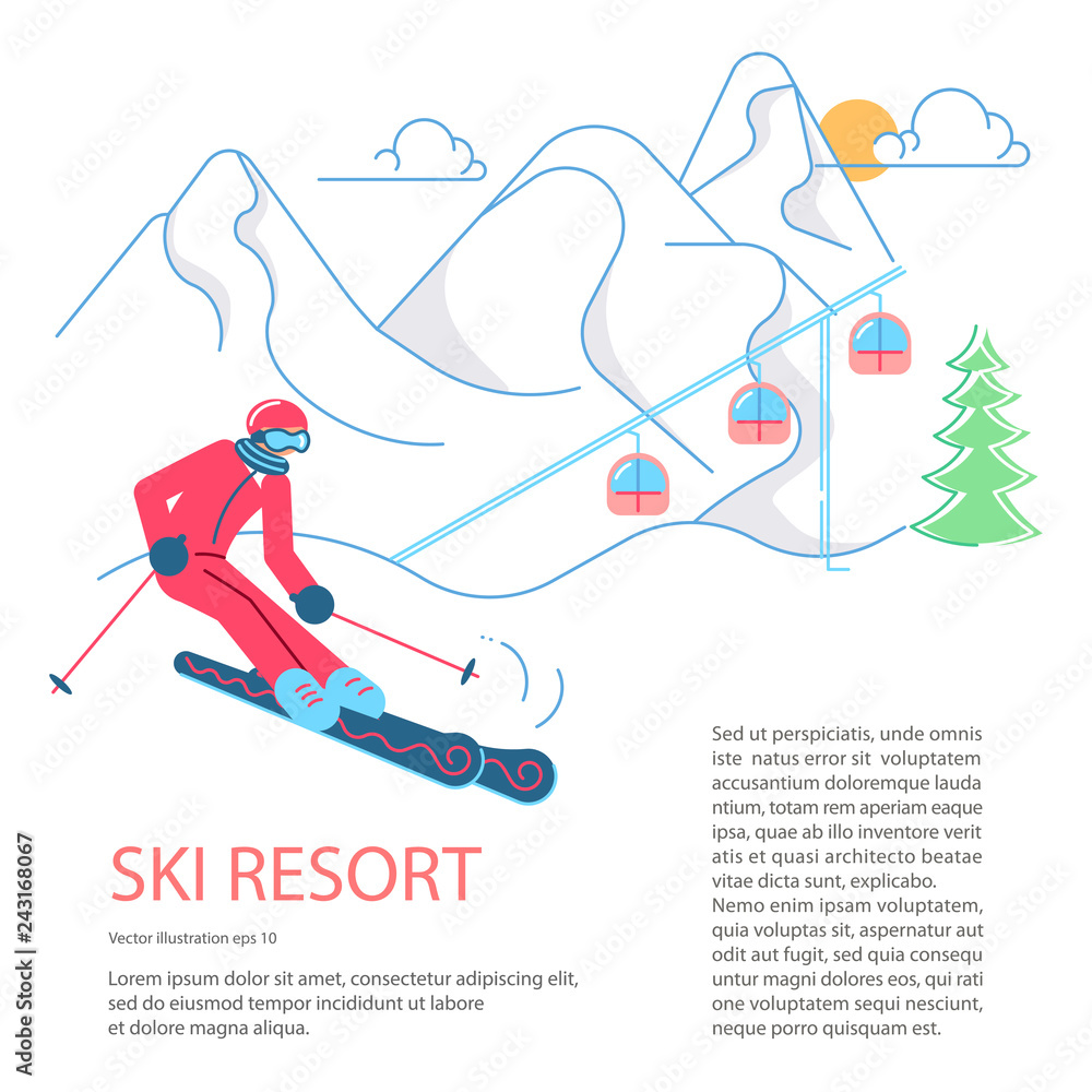 Banner Template For Mountain Ski Resort. 