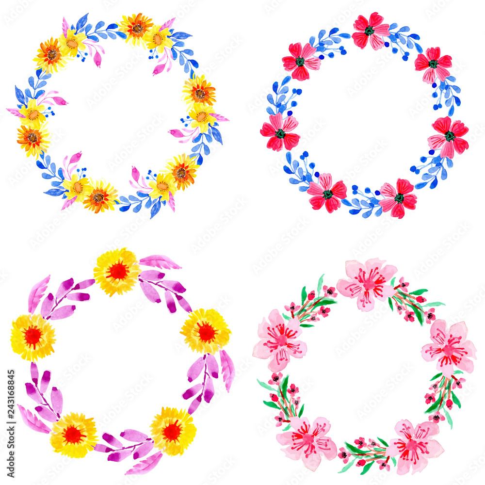 watercolor floral wreath frame collection
