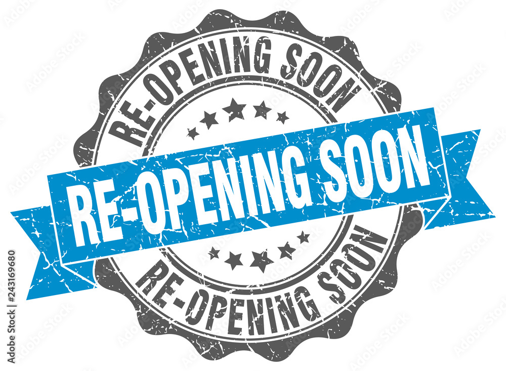 Fototapeta premium re-opening soon stamp. sign. seal